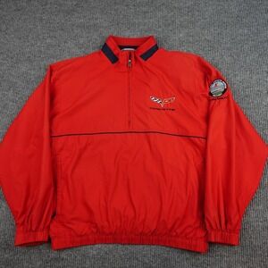 Vintage Corvette Jacket Mens XL Red 1/4 Zip Windbreaker Cutter & Buck